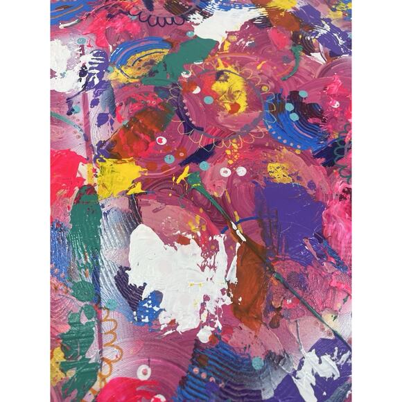 Handmaid Painting Pink Acrylic Canvas Abstract Home Decor Art Multicolor 16 x 16 - Picture 5 of 11